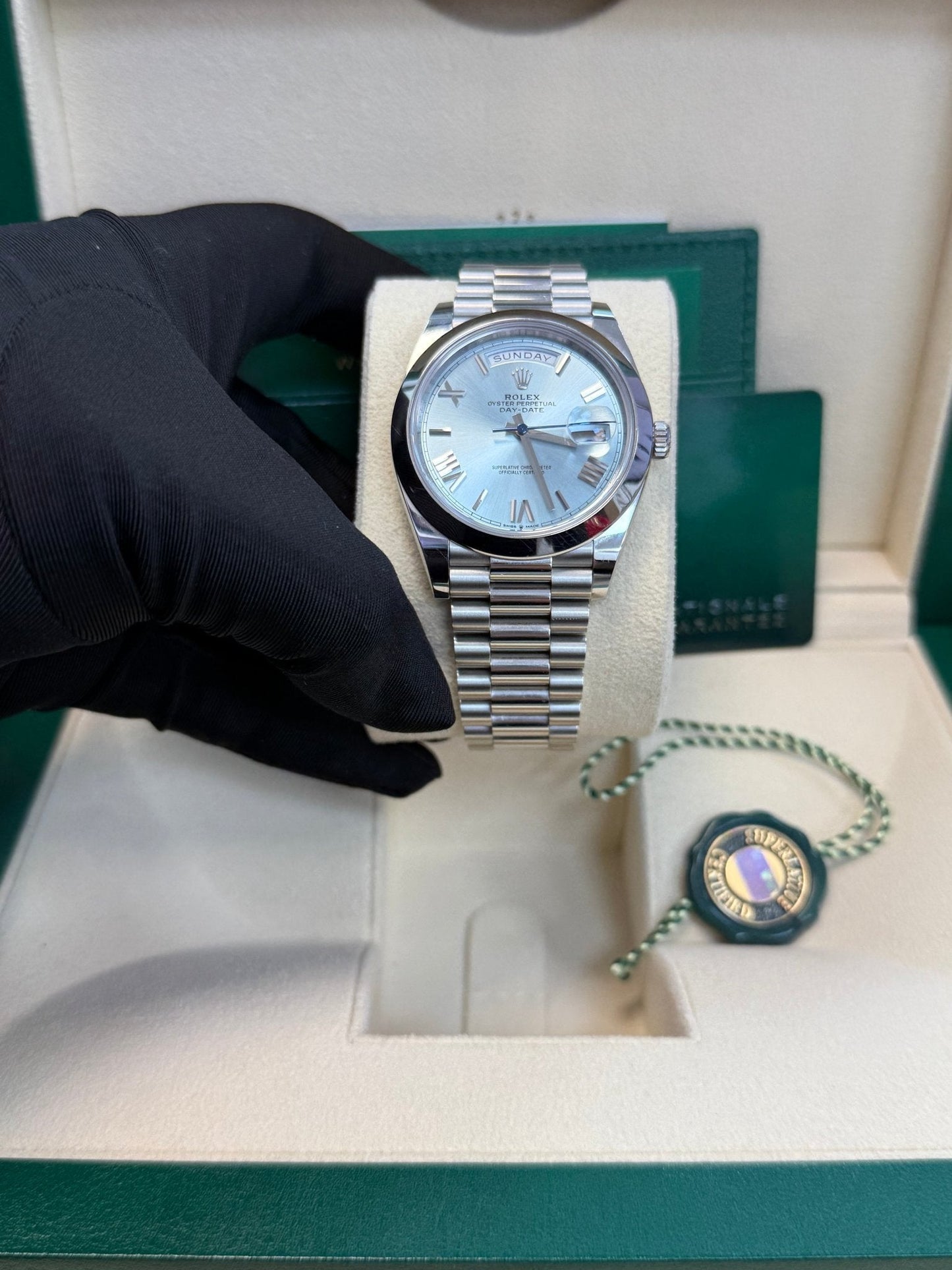Rolex Day-Date 40 Platinum/ Ice-blue dial /President bracelet (Ref # 228206)