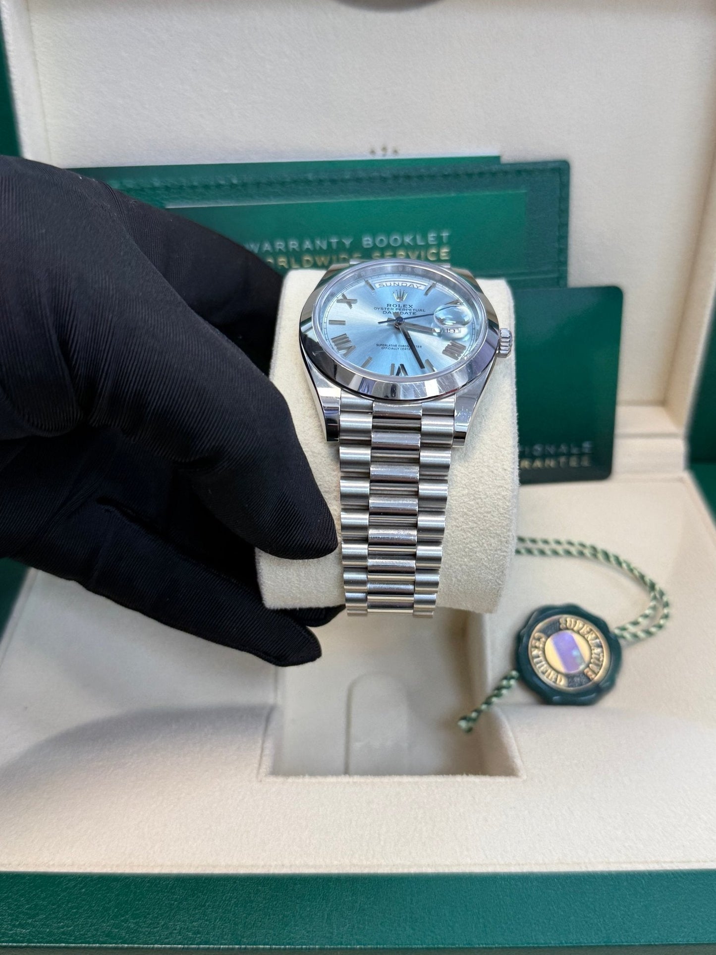 Rolex Day-Date 40 Platinum/ Ice-blue dial /President bracelet (Ref # 228206)