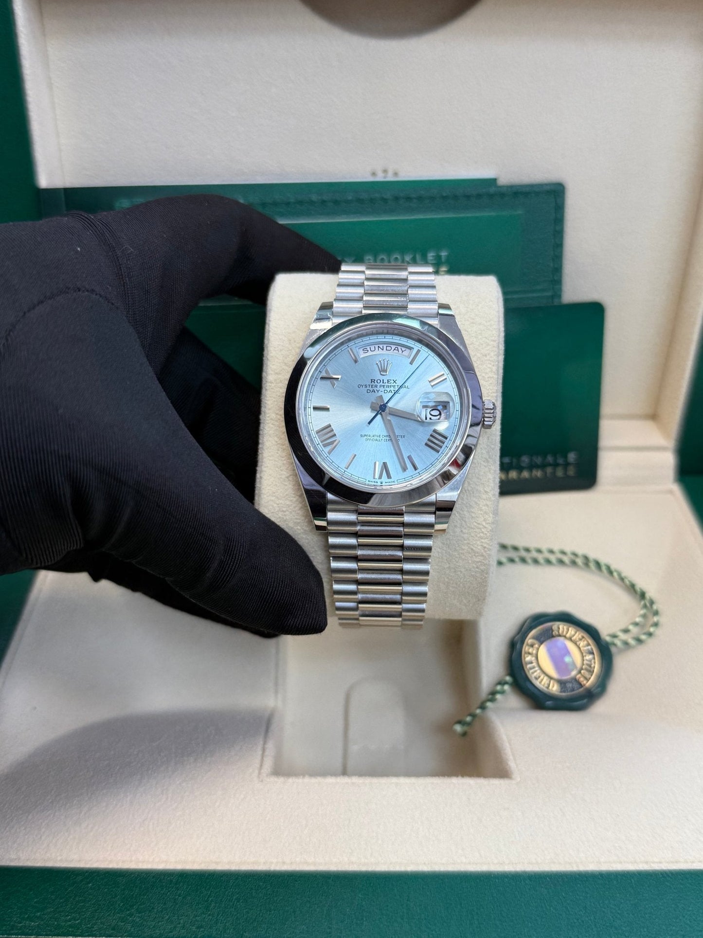 Rolex Day-Date 40 Platinum/ Ice-blue dial /President bracelet (Ref # 228206)