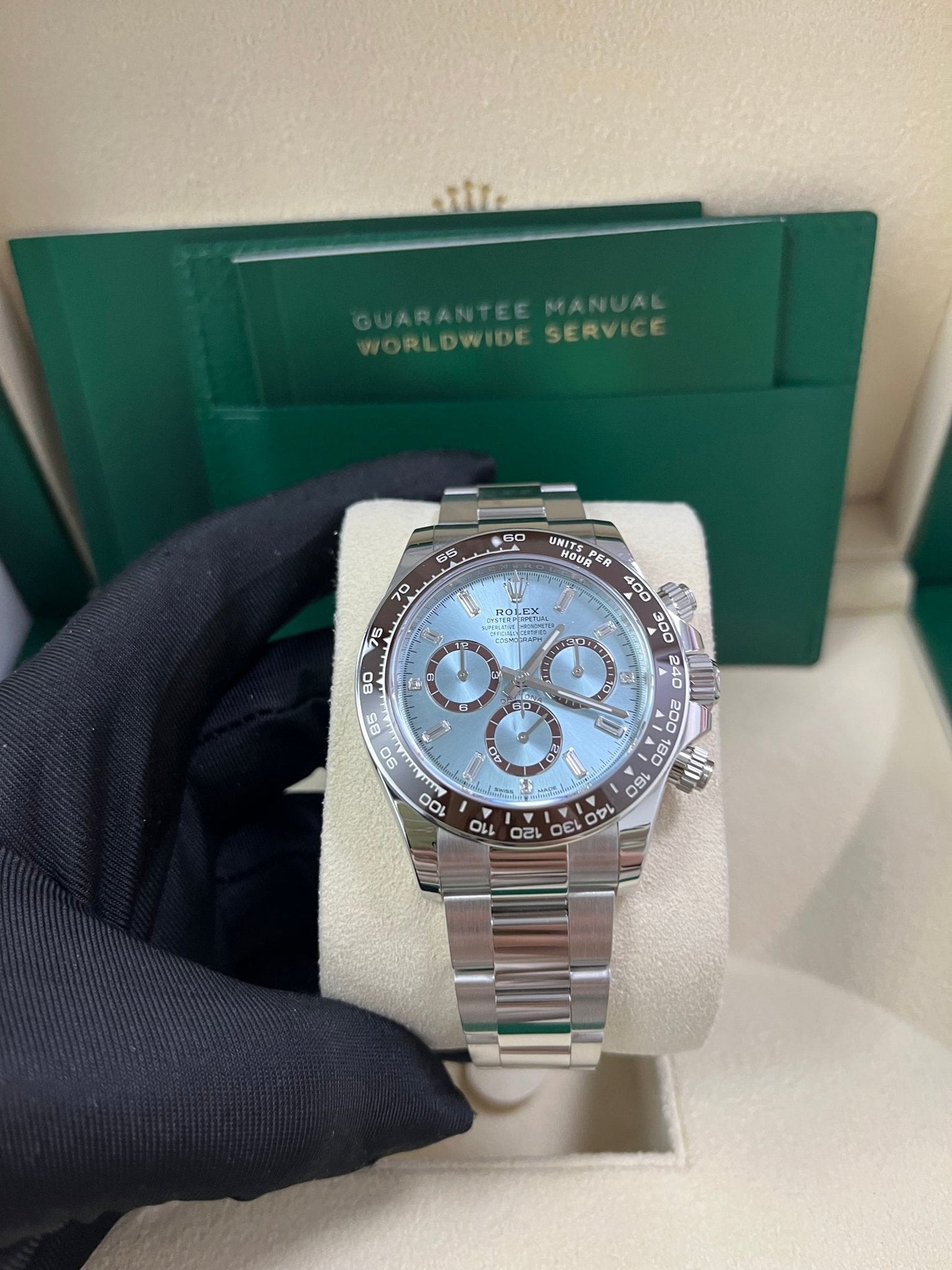 Rolex Daytona Platinum Daytona Ice Blue Baguette Dial 126506