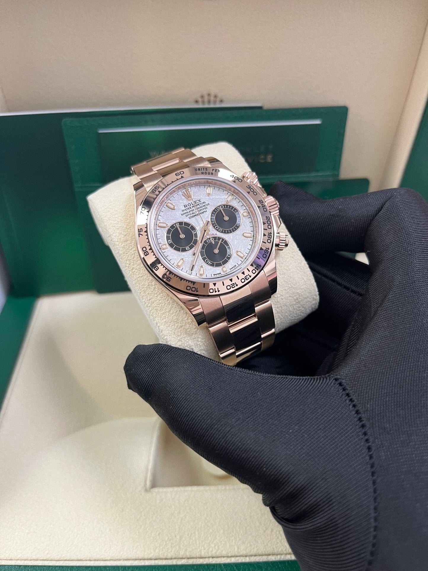 Rolex Daytona Rose Gold Cosmograph Daytona 40 Watch - Meteorite and Black Dial-Oyster Bracelet 116505