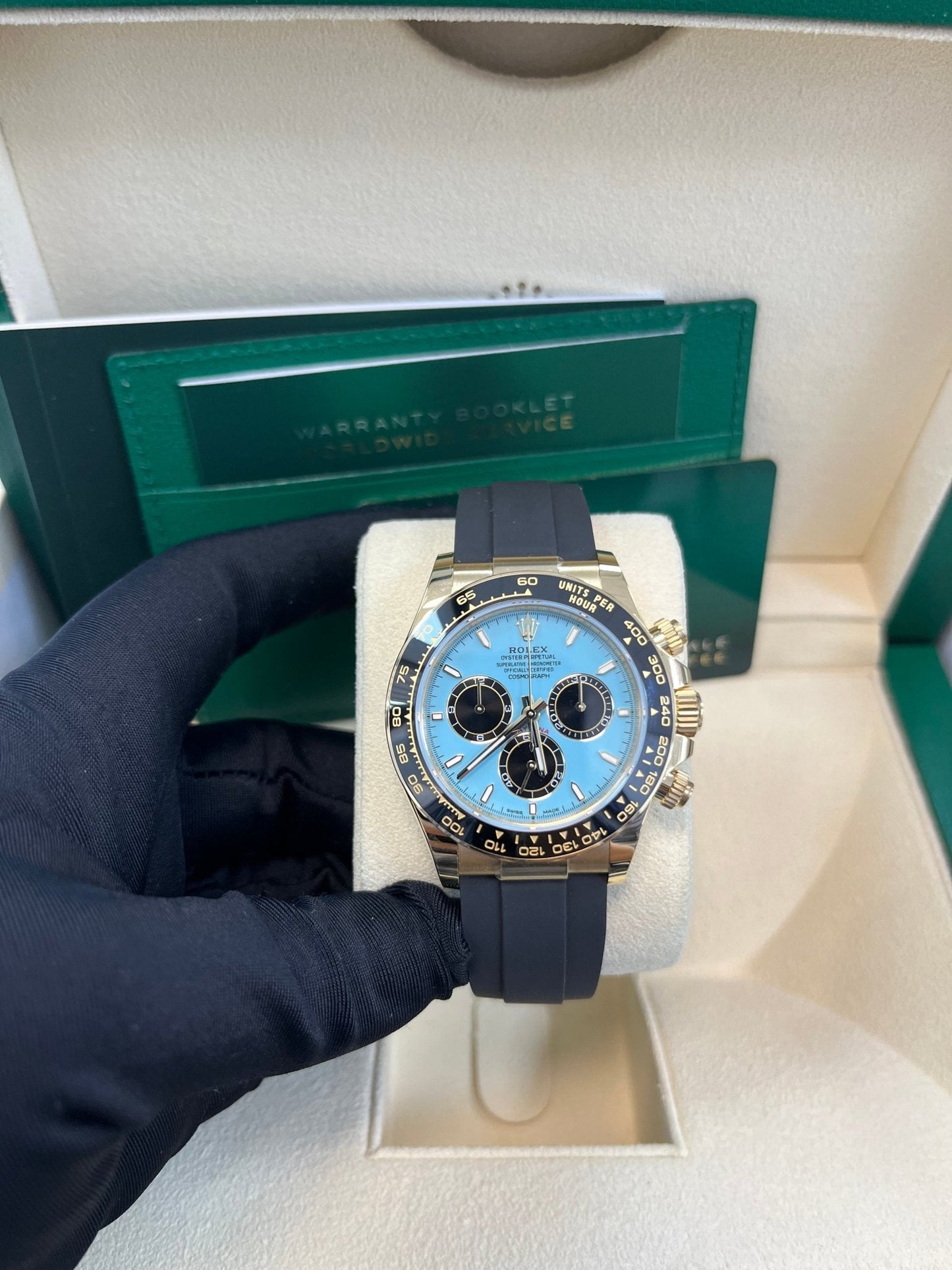 Rolex Daytona Yellow Gold Daytona Tiffany Dial on Oysterflex New 2025 Release Reference 126518