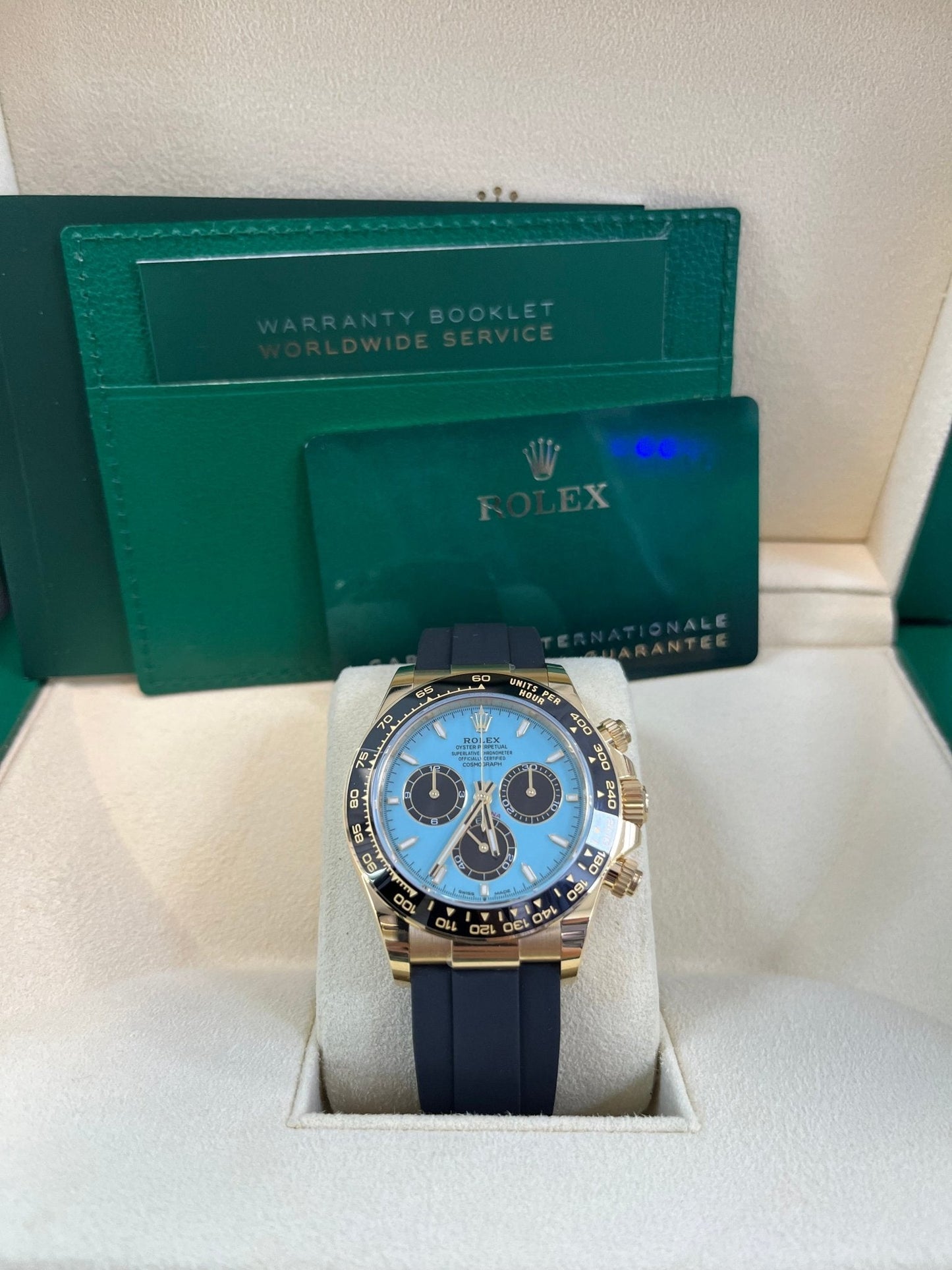Rolex Daytona Yellow Gold Daytona Tiffany Dial on Oysterflex New 2025 Release Reference 126518