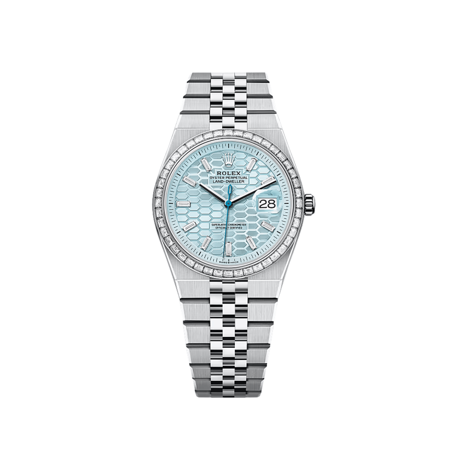 Rolex Land-Dweller 127286TBR Platinum Ice Blue Dial Diamond Bezel (2025)