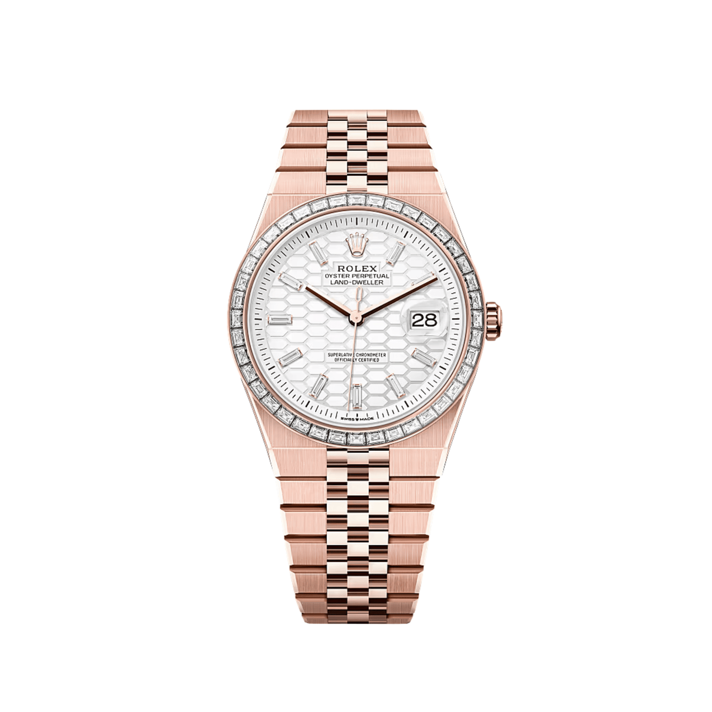 Rolex Land-Dweller 127385TBR Rose Gold Intense White Dial Diamond Bezel (2025)