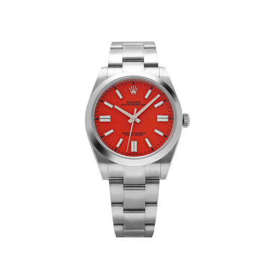 Rolex Oyster Perpetual 41 124300 Stainless Steel Coral Red Dial (2021)