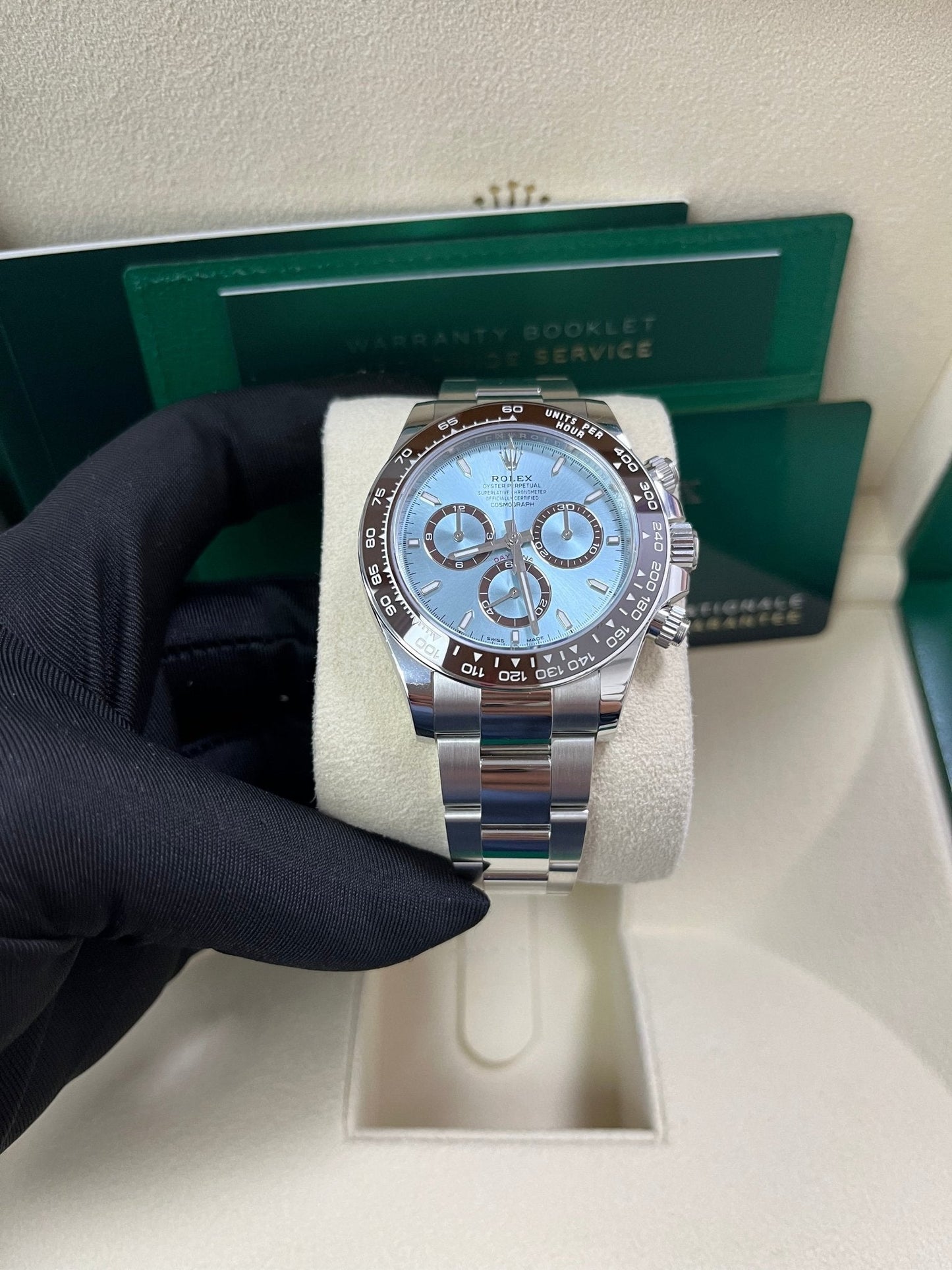 Rolex Platinum Cosmograph Daytona Ice Blue Index Dial Oyster Bracelet 126506