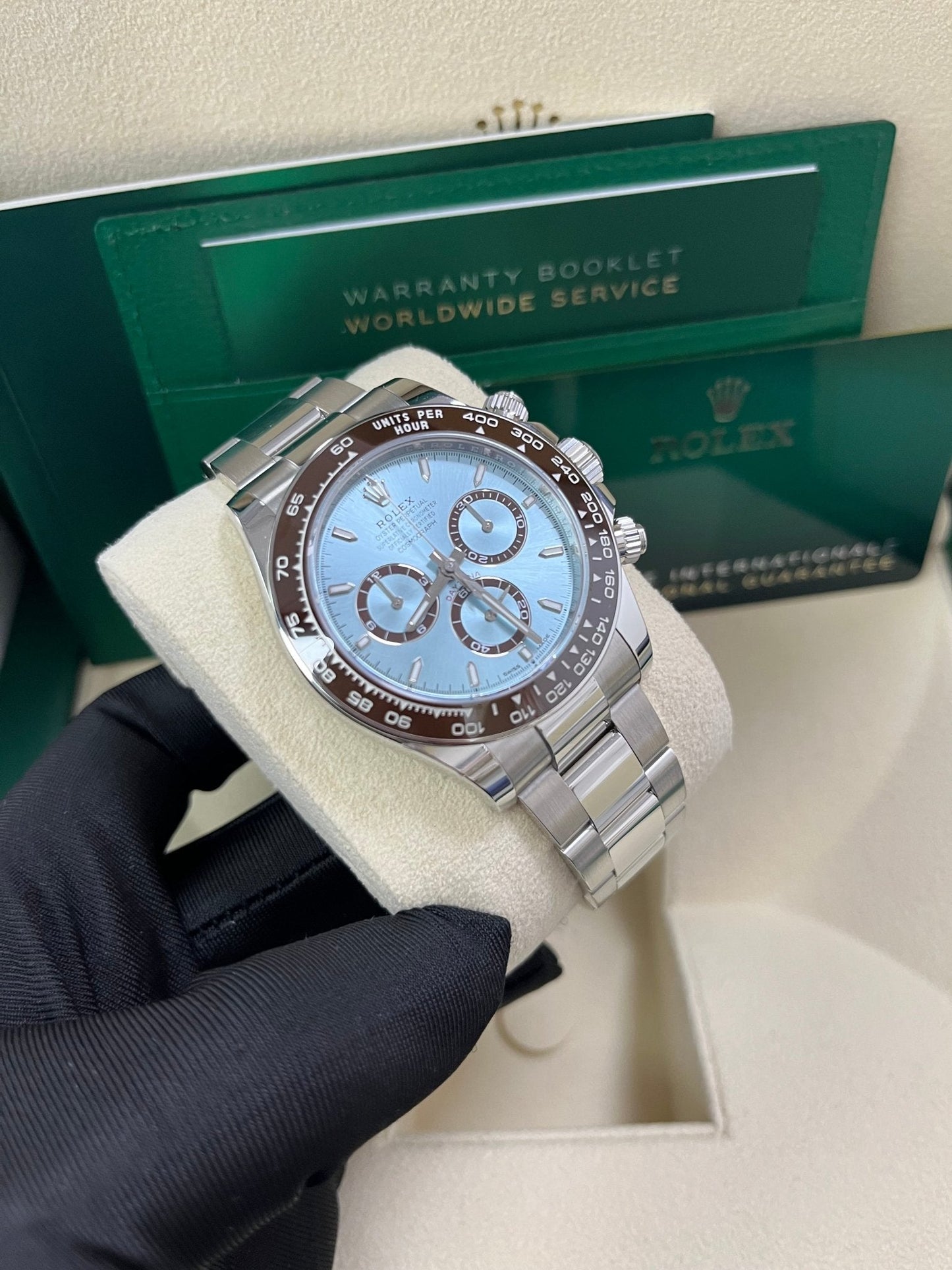 Rolex Platinum Cosmograph Daytona Ice Blue Index Dial Oyster Bracelet 126506