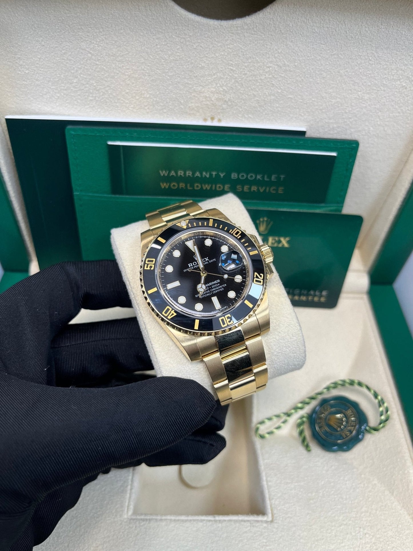 Rolex Submariner Date Certified Yellow Gold Black Dial 116618ln