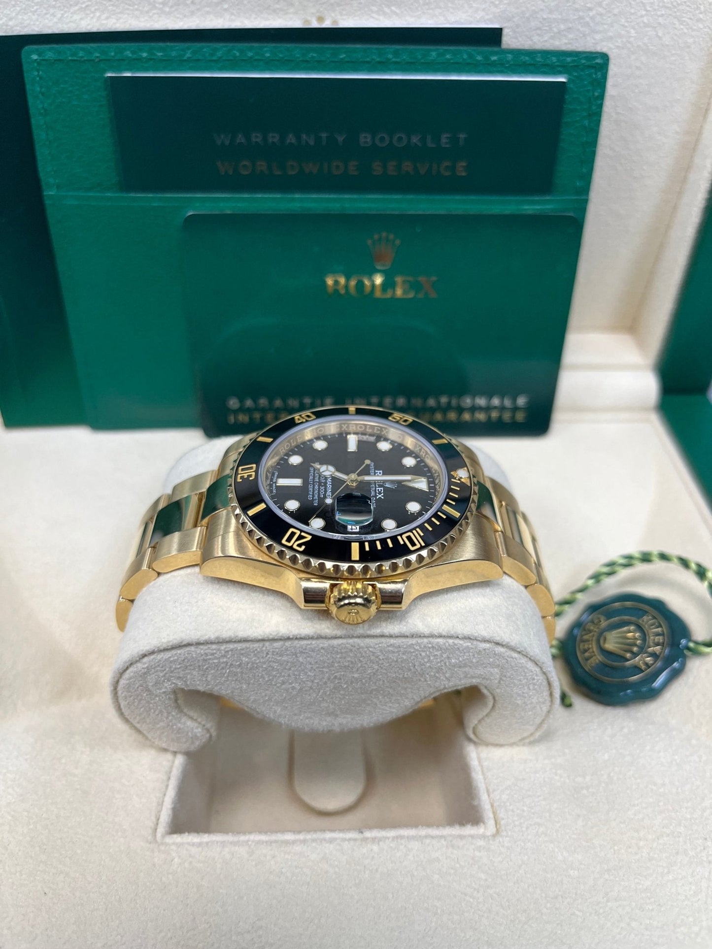 Rolex Submariner Date Certified Yellow Gold Black Dial 116618ln