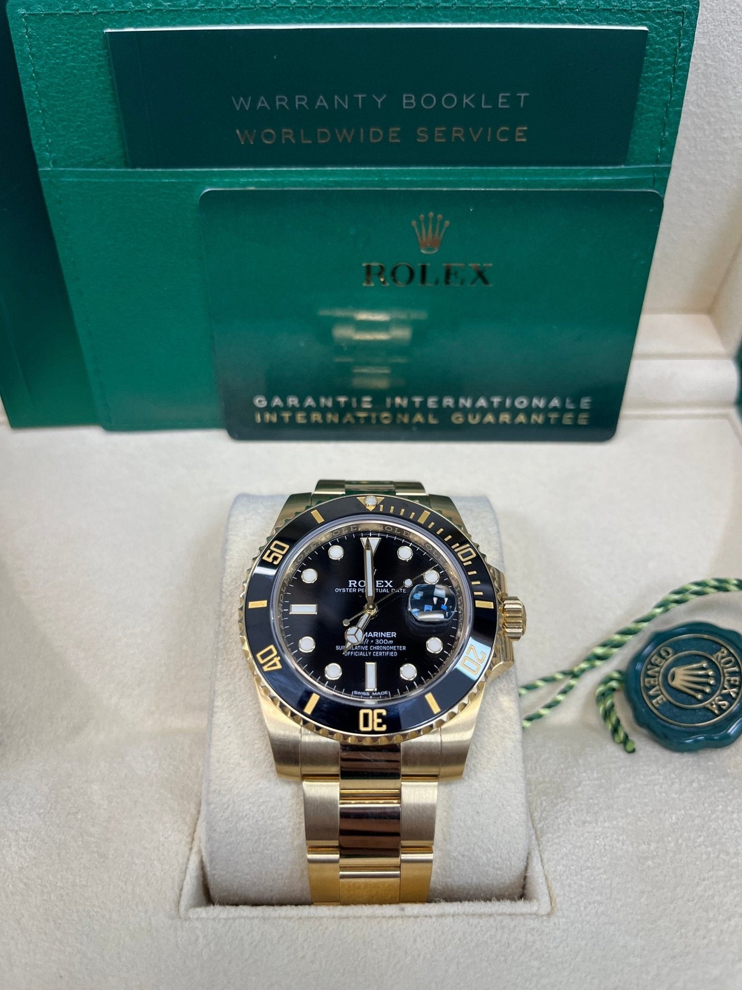 Rolex Submariner Date Certified Yellow Gold Black Dial 116618ln