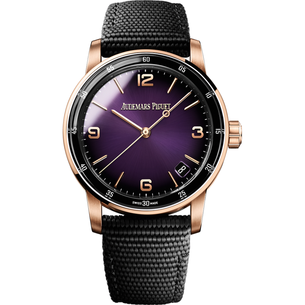 Audemars Piguet Code 11.59 by Audemars Piguet Selfwinding 41 mm Purple Dial 18-Carat Pink Gold Rubber Strap 15210OR.OO.A002KB.02