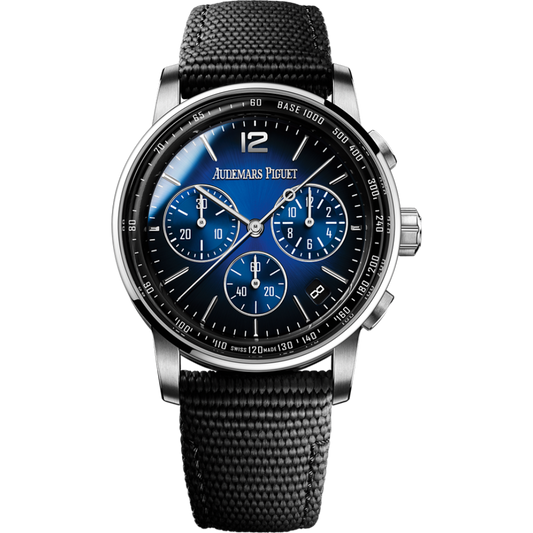 Audemars Piguet Code 11.59 by Audemars Piguet Selfwinding Chronograph 41 mm Blue  Dial 18-Carat White Gold Rubber-Coated Strap 26393BC.OO.A002KB.01