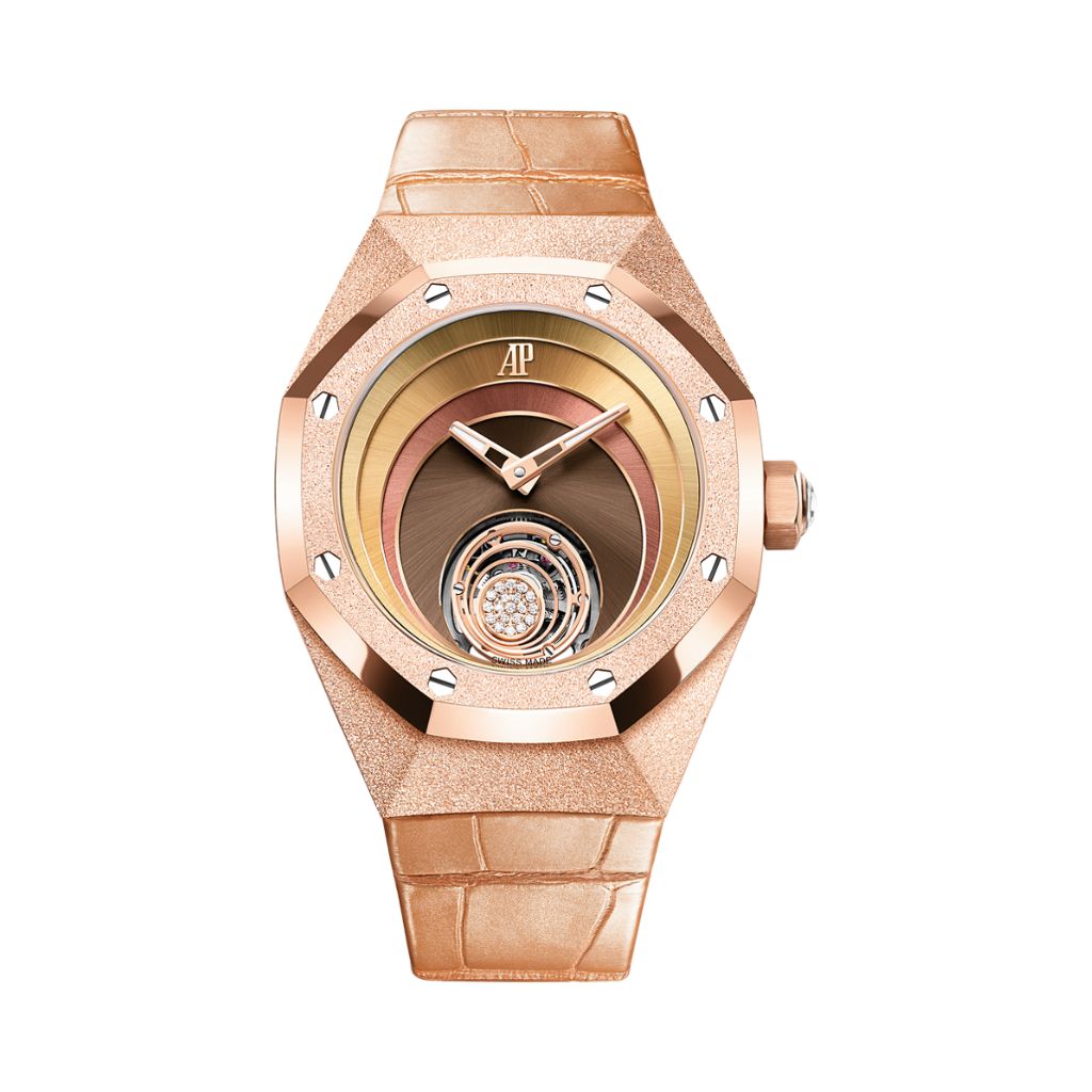 Audemars Piguet Royal Oak Concept Flying Tourbillon Tamara Ralph 38.5 mm Satin Brown Dial with Diamonds 18-Carat Pink Gold Strap 26630OR.GG.D626CR.01