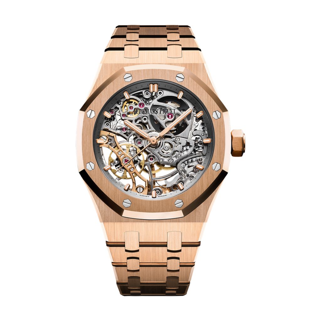 Audemars Piguet Royal Oak Double Balance Wheel Openworked 37 mm Transparent Dial 18-Carat Pink Gold Bracelet 15467OR.OO.1256OR.01