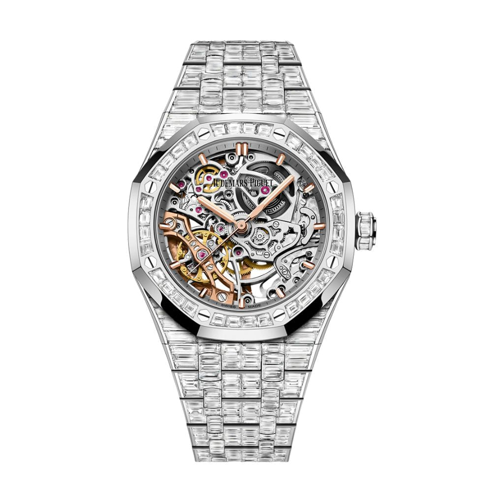 Audemars Piguet Royal Oak Double Balance Wheel Openworked 37 mm Transparent Dial with Diamonds 18-Carat White Gold Bracelet 15469BC.ZZ.1260BC.01-A