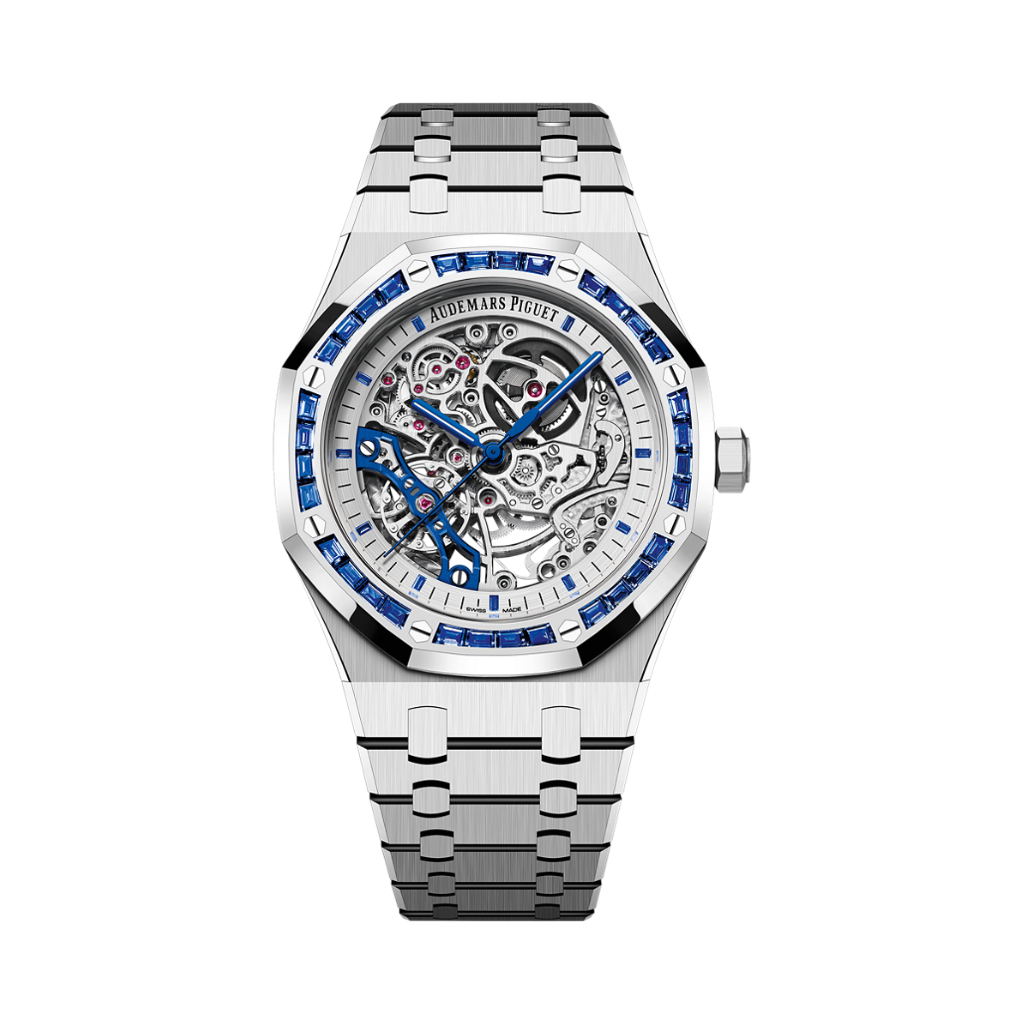 Audemars Piguet Royal Oak Double Balance Wheel Openworked 41 mm Transparent Dial with Diamonds 18-Carat White Gold Bracelet 15412BC.SS.1220BC.02