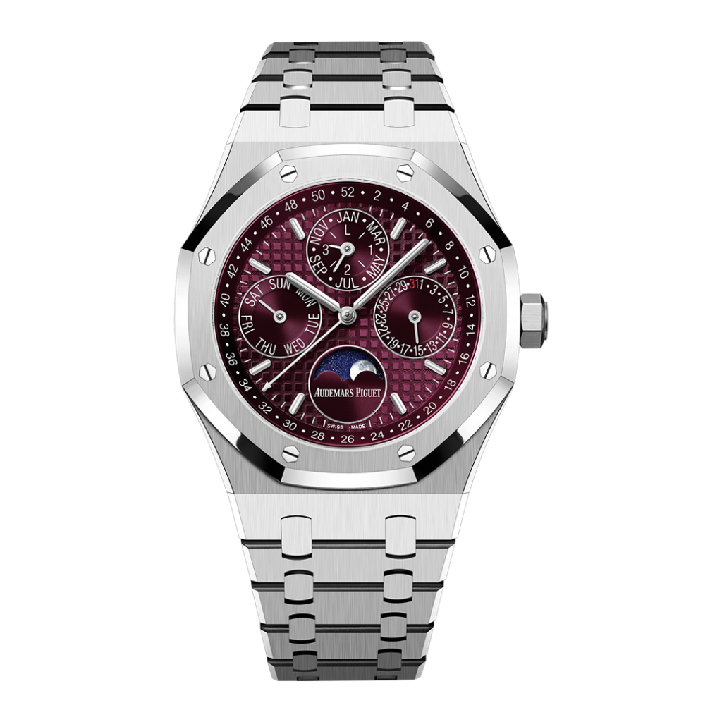 Audemars Piguet Royal Oak Perpetual Calendar 41 mm Burgundy Dial 18-Carat White Gold Bracelet 26574BC.OO.1220BC.01