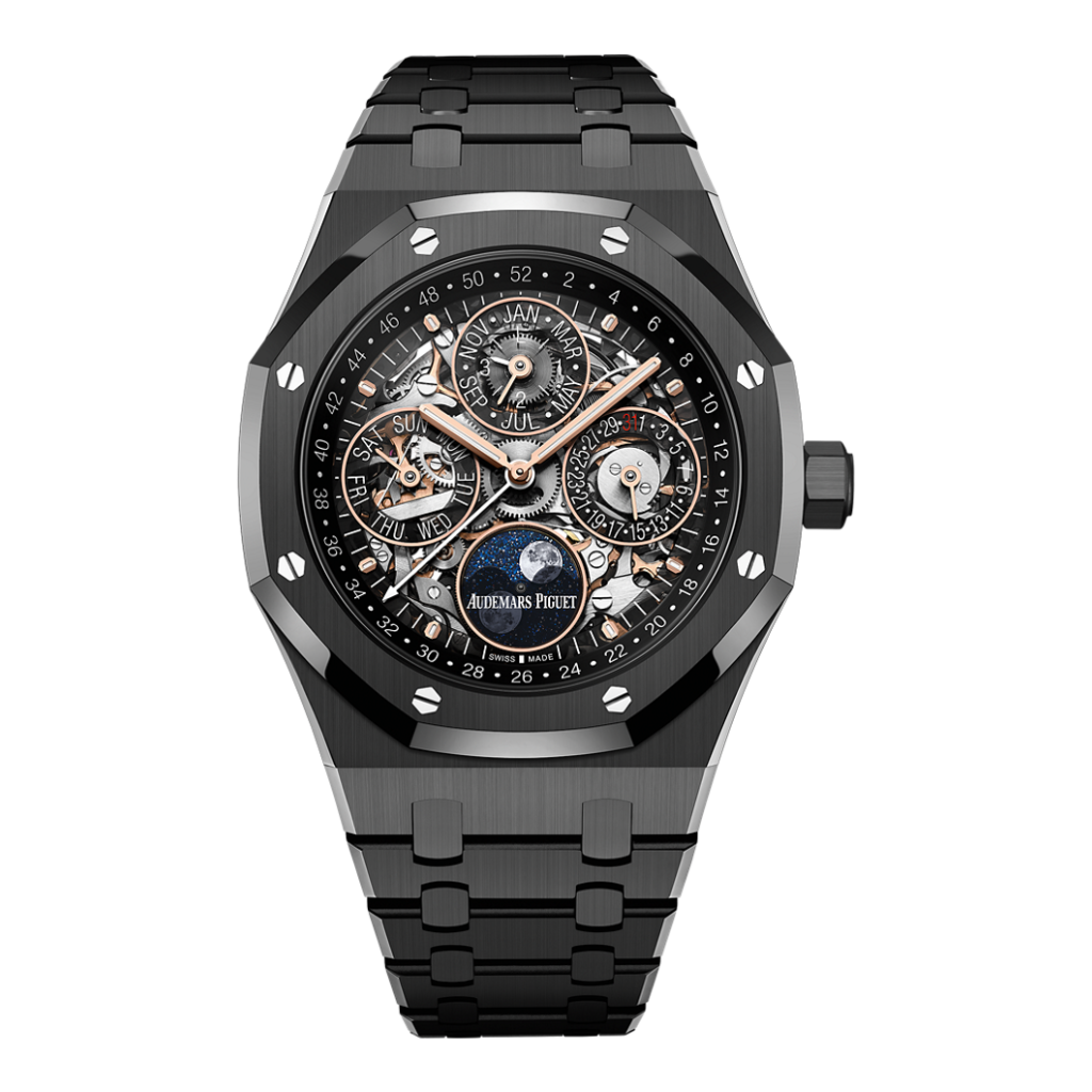 Audemars Piguet Royal Oak Perpetual Calendar Openworked 41 mm Transparent Dial Black Ceramic Bracelet 26585CE.OO.1225CE.01