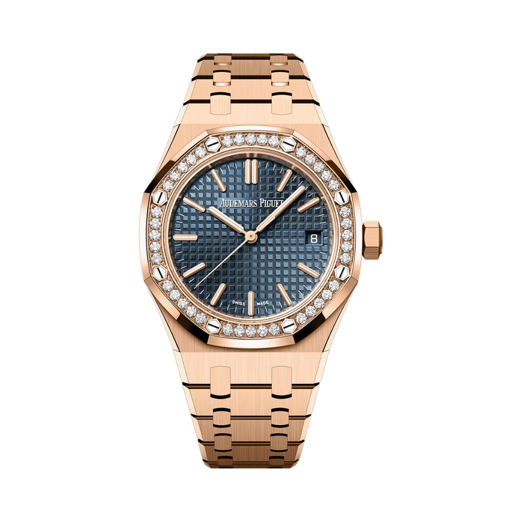 Audemars Piguet Royal Oak Selfwinding 37 mm Blue Dial with Diamonds 18-Carat Pink Gold Bracelet 15551OR.ZZ.1356OR.05