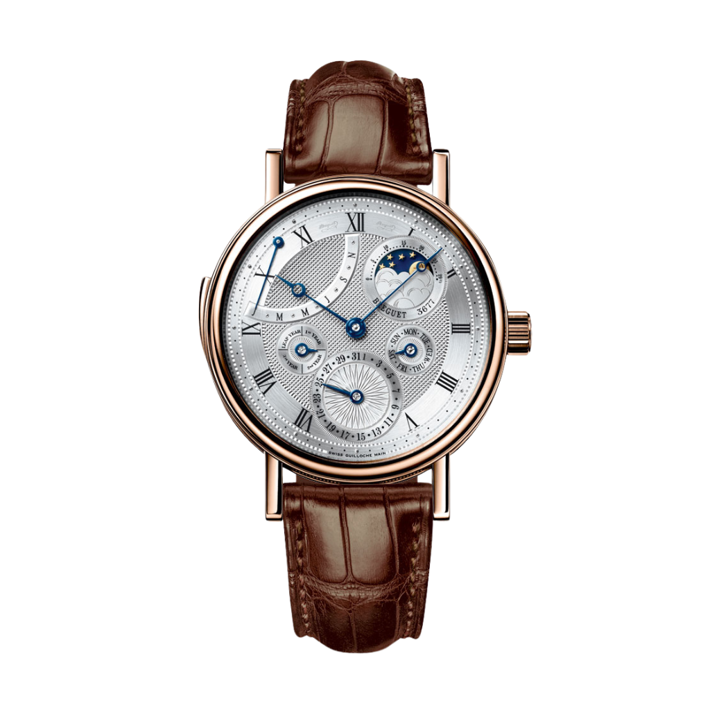 Breguet Classique 40 mm Silver Dial 18k Rose Gold Brown Leather Strap 5447BR/1E/9V6