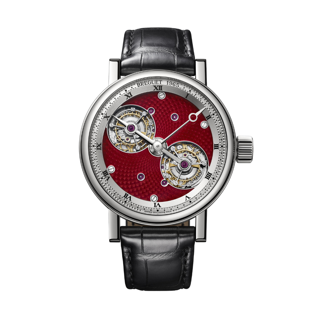 Breguet Classique 44 mm Red Dial Platinum Black Leather Strap 5347PT/2P/9ZU