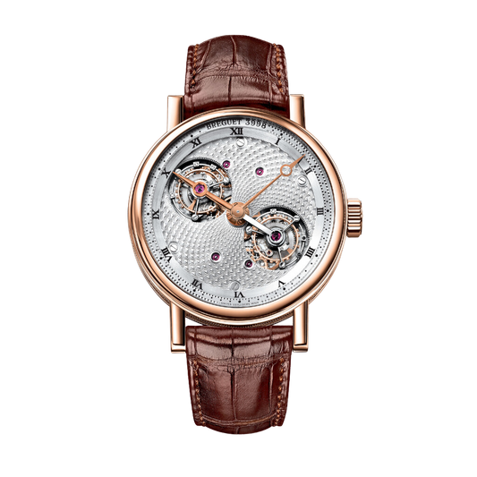 Breguet Classique 44 mm Silver Dial 18k Rose Gold Brown Leather Strap 5347BR/11/9ZU