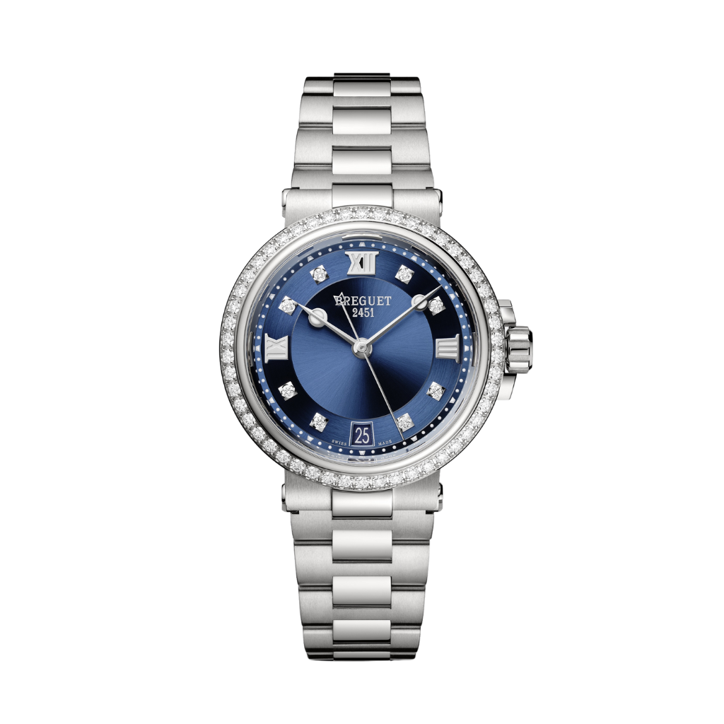 Breguet Marine 33.8 mm Blue Dial with Diamonds Stainless Steel Bracelet 9518ST/YD/S80/D001