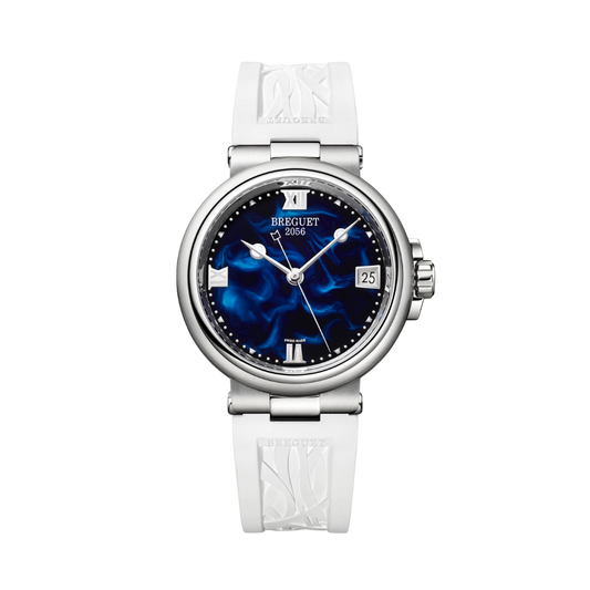 Breguet Marine 33.8 mm Blue Handcrafted Lacquered Dial Stainless Steel White Rubber Strap 9517ST/E2/584
