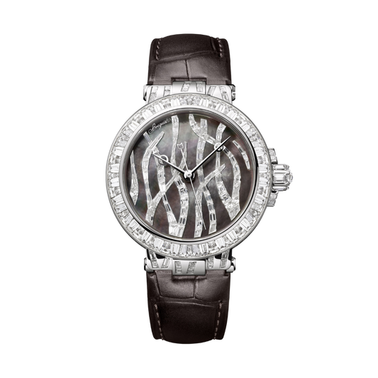 Breguet Marine 35.8 mm Tahitian Mother-Of-Pearl Dial with Diamonds White Gold Dark Grey Leather Strap 9509BB/TD/984/DD0D