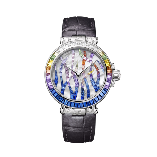 Breguet Marine 35.8 mm White Mother-Of-Pearl Dial with Diamonds White Gold Black Leather Strap 9509BB/5S/984/SD0S