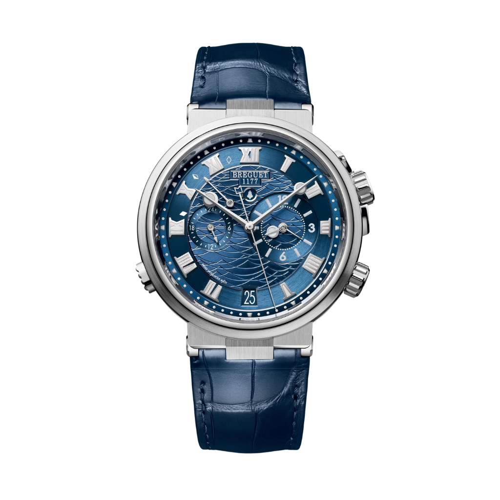Breguet Marine 40 mm Blue Dial White Gold Blue Leather Strap 5547BB/Y2/9ZU