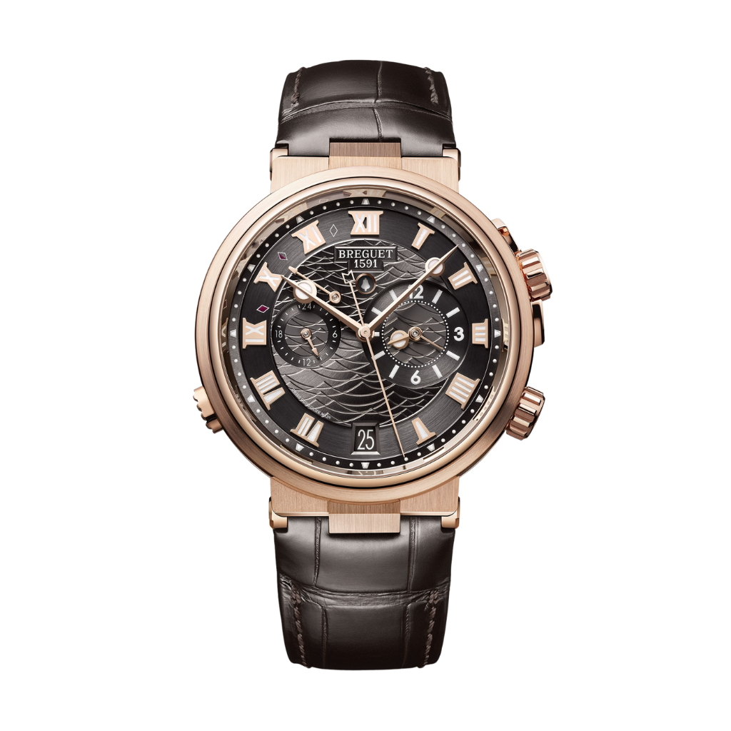 Breguet Marine 40 mm Dark Grey Dial 18k Rose Gold Dark Grey Leather Strap 5547BR/G3/9ZU