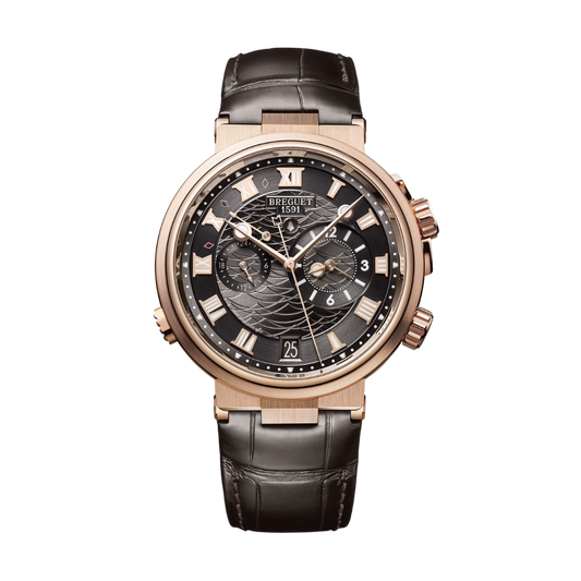 Breguet Marine 40 mm Dark Grey Dial 18k Rose Gold Dark Grey Leather Strap 5547BR/G3/9ZU