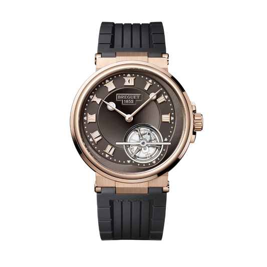 Breguet Marine 42.5 mm Brown Dial 18k Rose Gold Black Rubber Strap 5577BR/G2/5WV