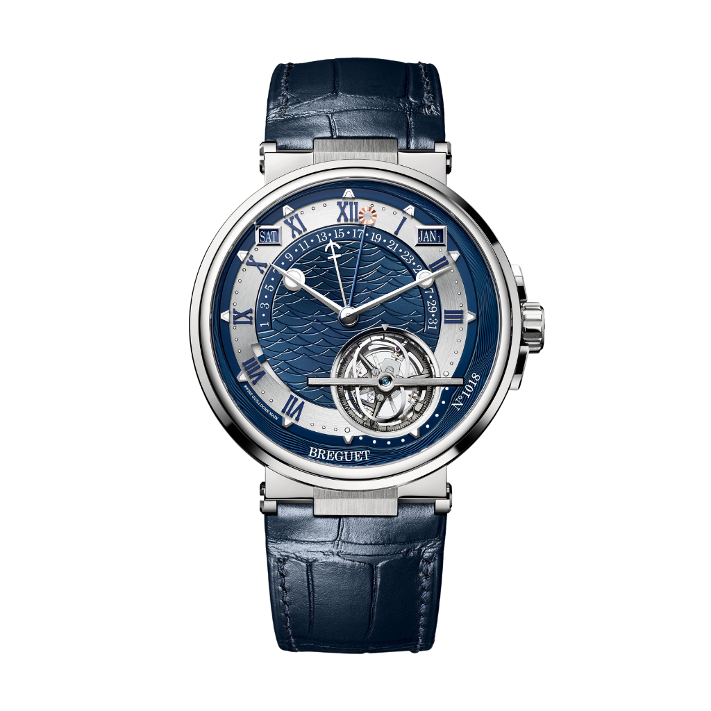 Breguet Marine 43.9 mm Blue Dial Platinum Blue Leather Strap 5887PT/Y2/9WV