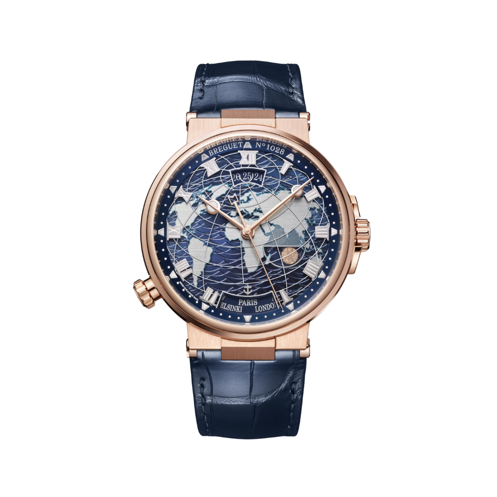 Breguet Marine 43.9mm Blue Dial 18k Rose Gold Blue Leather Strap 5557BR/YS/9WV