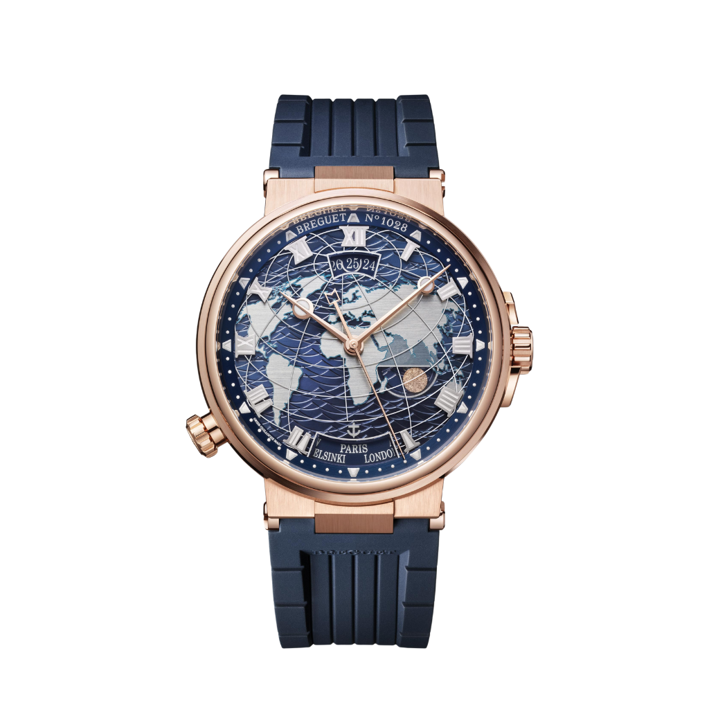 Breguet Marine 43.9mm Blue Dial 18k Rose Gold Blue Rubber Strap 5557BR/YS/5WV
