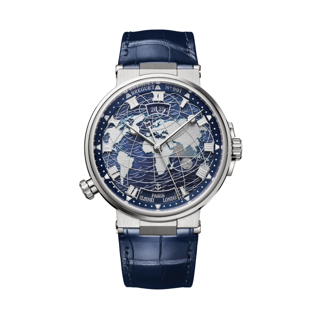 Breguet Marine 43.9mm Blue Dial White Gold Blue Leather Strap 5557BB/YS/9WV