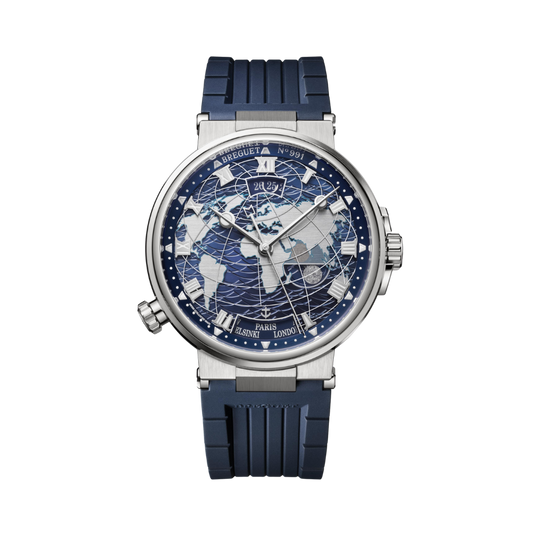 Breguet Marine 43.9mm Blue Dial White Gold Blue Rubber Strap 5557BB/YS/5WV