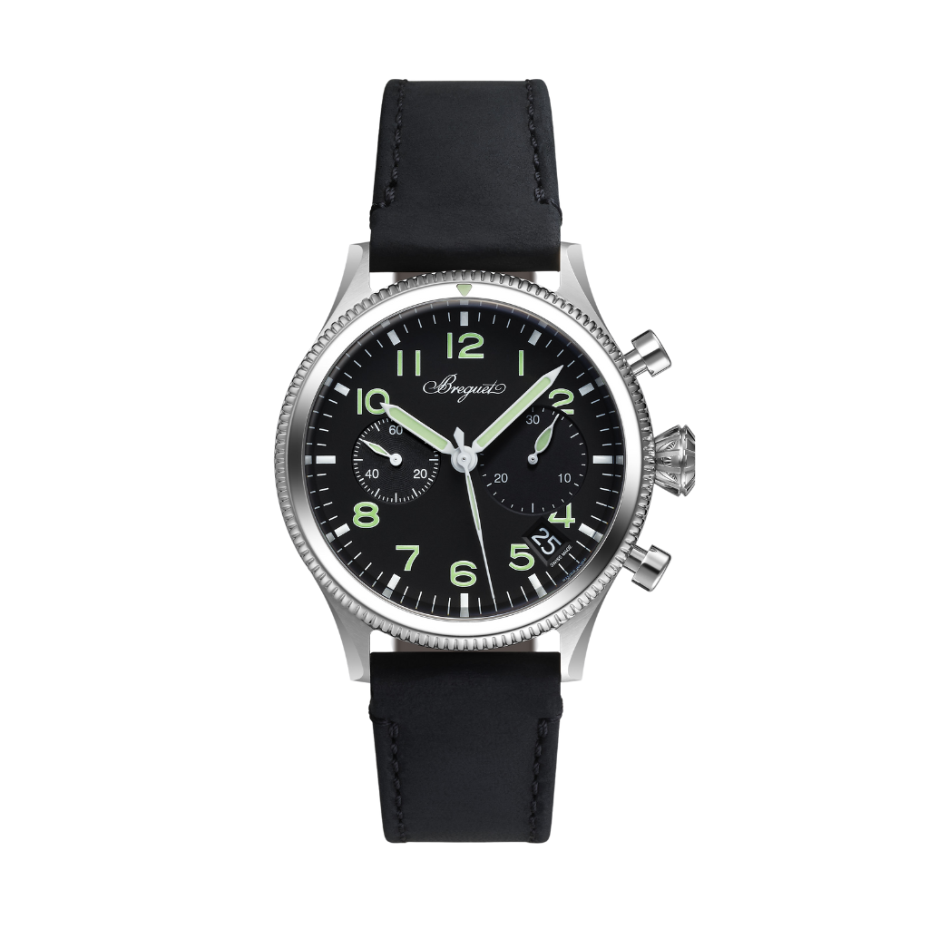 Breguet Type-Xx 42 mm Black Dial Stainless Steel Black Leather Strap 2057ST/92/3WU