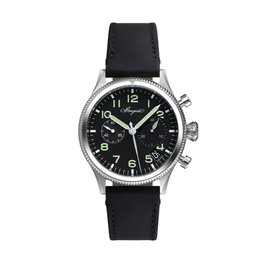 Breguet Type-Xx 42 mm Black Dial Stainless Steel Black Leather Strap 2057ST/92/3WU