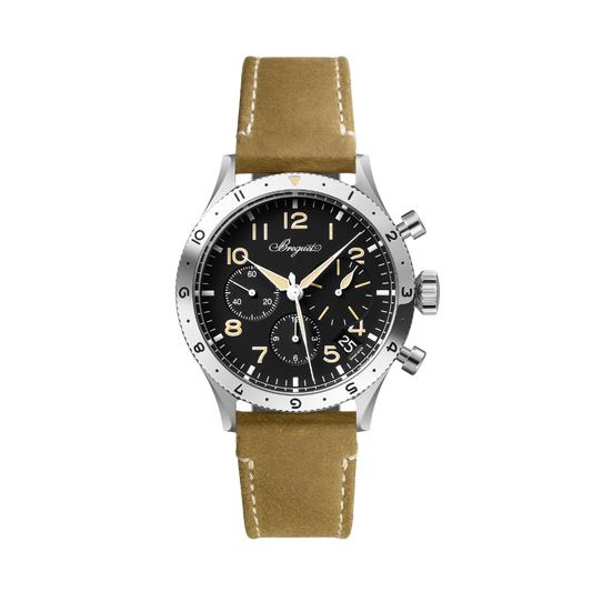 Breguet Type XX 42 mm Black Dial Stainless Steel Brown Leather Strap 2067ST/92/3WU