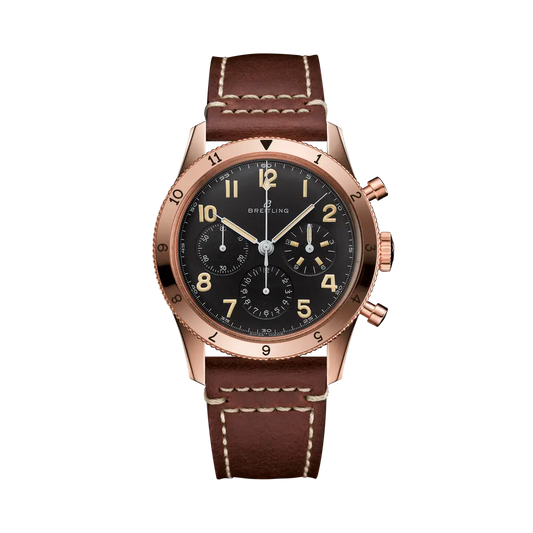 Breitling AVI 1953 Edition 41 mm Black Dial 18K Red Gold Leather Strap RB0920131B1X1