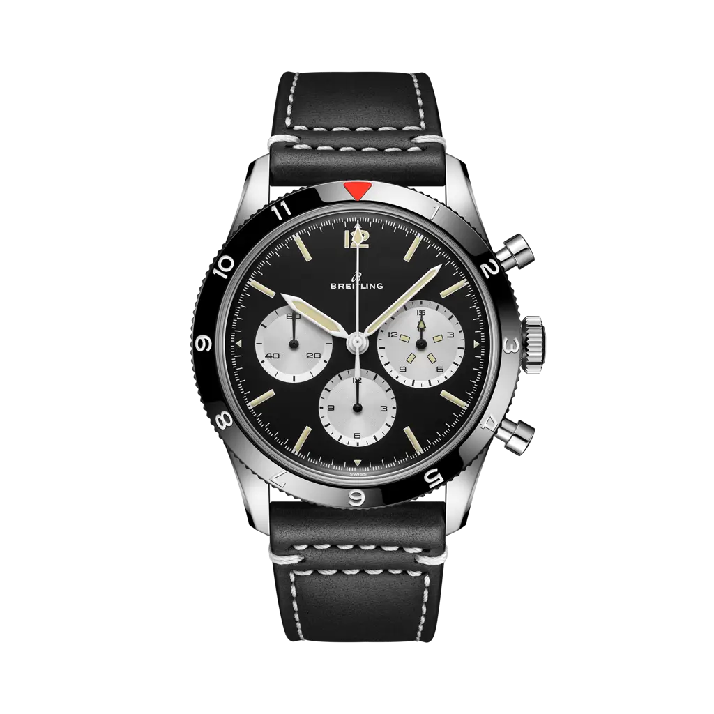 Breitling AVI Ref. 765 1964 Re-Edition 41 mm Black Dial Stainless Steel   Leather Strap AB09451A1B1X1