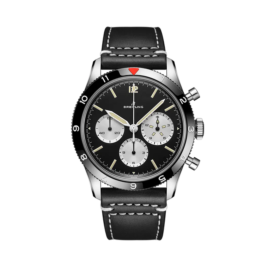 Breitling AVI Ref. 765 1964 Re-Edition 41 mm Black Dial Stainless Steel   Leather Strap AB09451A1B1X1