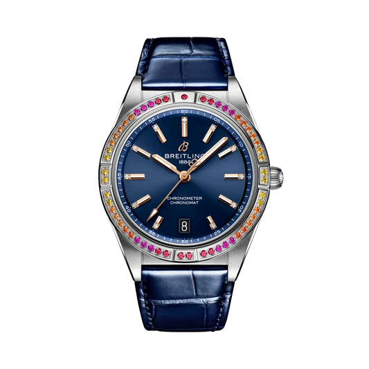 Breitling Chronomat Automatic 36 South Sea 36 mm Blue Dial Stainless Steel Leather Strap A10380611C1P1