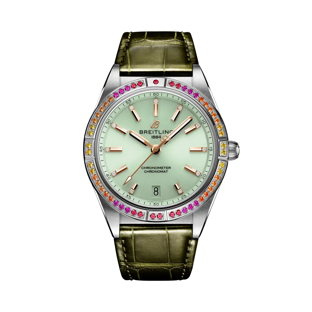 Breitling Chronomat Automatic 36 South Sea 36 mm Olive Dial Stainless Steel Leather Strap A10380611L1P1