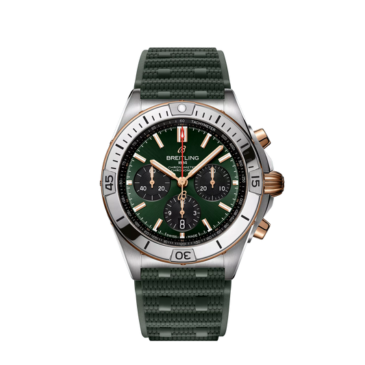 Breitling Chronomat B01 42 mm Green and Black Dial Stainless Steel & 18K Red Gold Green Rubber Strap UB0134131L1S1