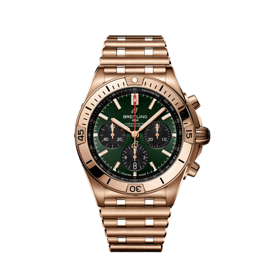 Breitling Chronomat B01 42 mm Green & Black Dial 18K Red Gold Metal Bracelet RB0134101L1R1